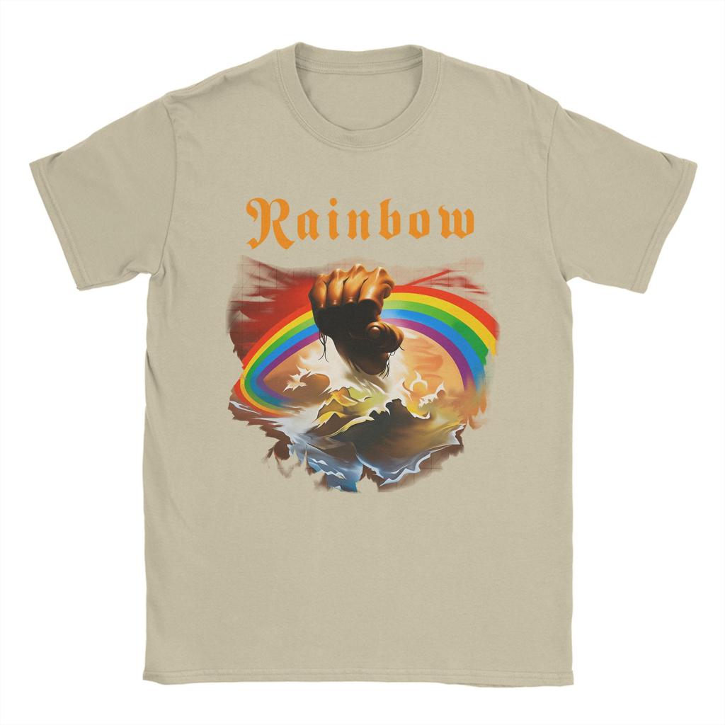 Men T-Shirts Rainbow Fashion Cotton Tees Short Sleeve Rising Album Band T Shirts Round Collar Clothing Plus Size