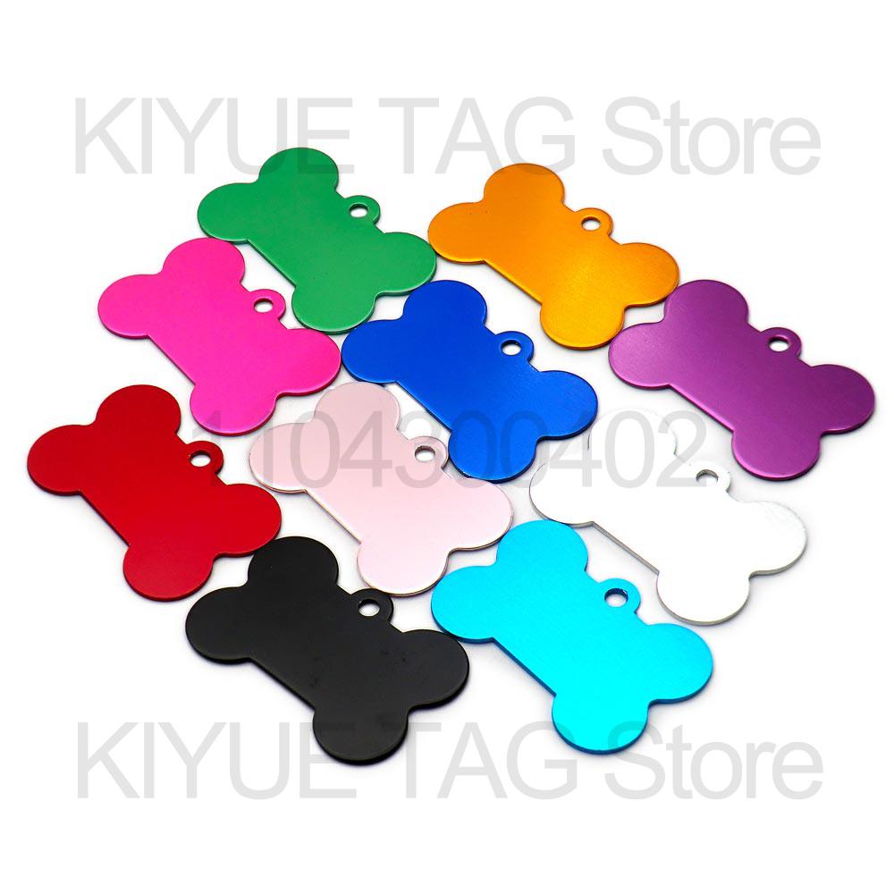KIYUE 100 Pcs Blank Bone Shaped Dog Tag Cat Tags Personalized Small Pet ID Aluminum Alloy Label Name Plate