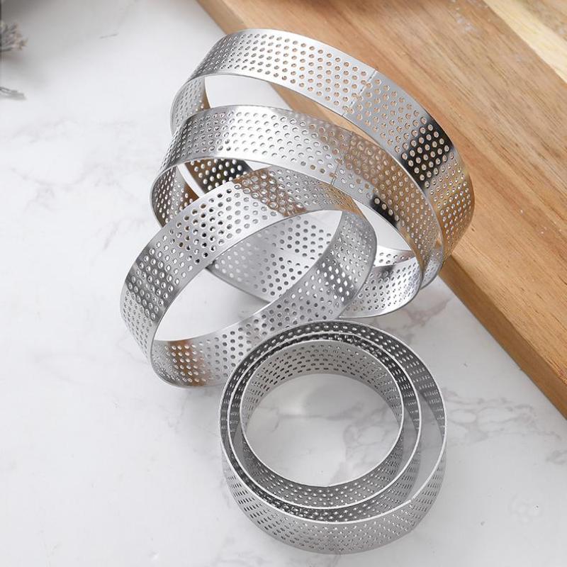 5/6/7/8/9/10 Cm Perforated Tart Rings With Hole Stainless Steel Tart Bottom Tower Fruit Pie Quiches Cake Ring Mousse Baking Mold