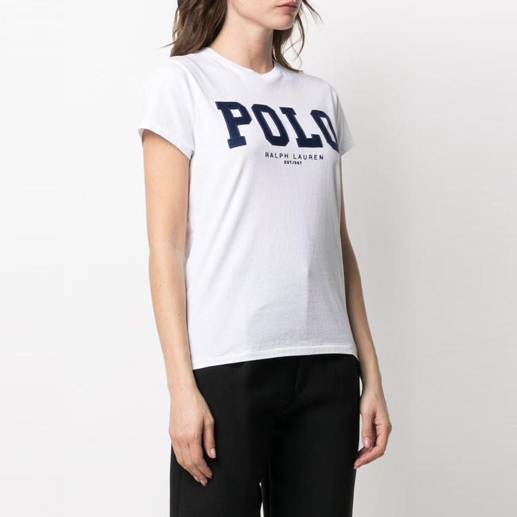 Женская футболка с коротким рукавом и круглым вырезом Polo Ralph Lauren однотонная с логотипом Белый 211827660-001