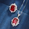 Jewelry Copper Bottom Gold-Plated Simulation Red Corundum Retro Set Female Main Stone 10 * 14