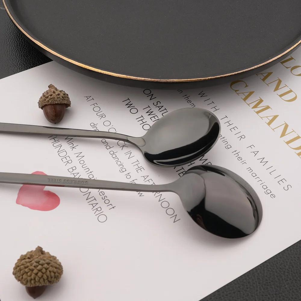 30 предметов столовых приборов из нержавеющей стали, черный столовый набор, нож, вилка для фруктов, ложка, кухонная посуда, зеркало, набор столовых приборов