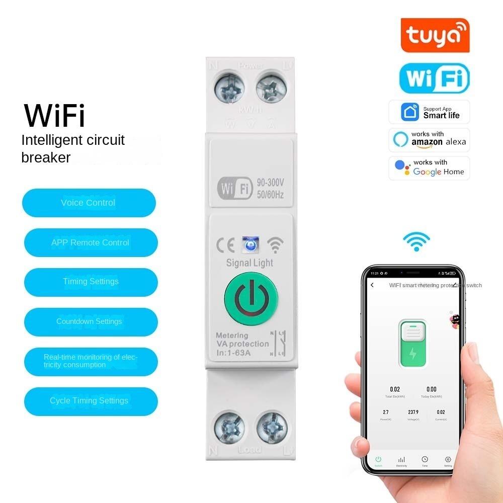 Electricity Statistics Tuya WiFi Smart Circuit Breaker Din Rail Switch  Smart Home