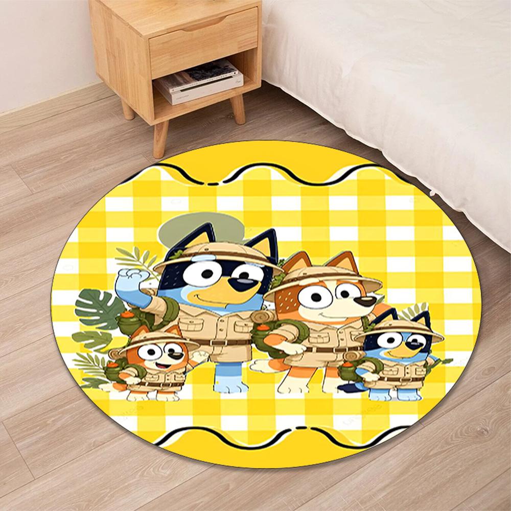 Bluey Printed Round Rug Carpet Chair Rug Area Rug Entryway Doormats,for Office Chair Living Room Bedroom Kitchen Room.