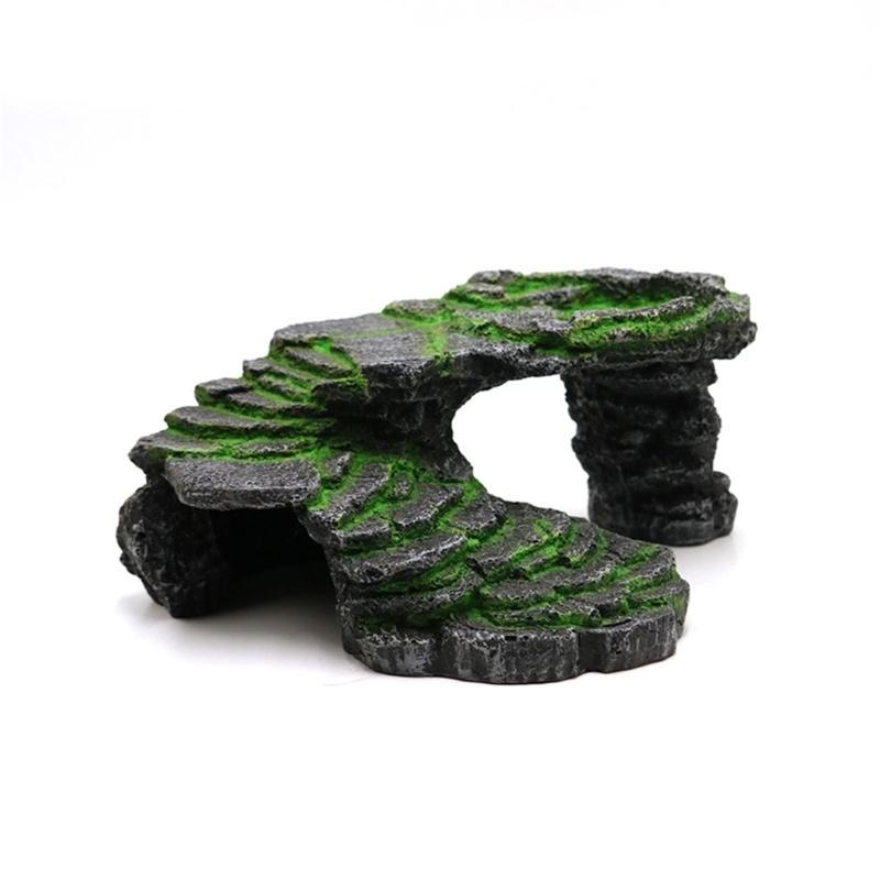Turtle Basking Platform Resin Hide Cave Reptiles Decors Mini Island for Tanks Turtle Basking&Floating Platform