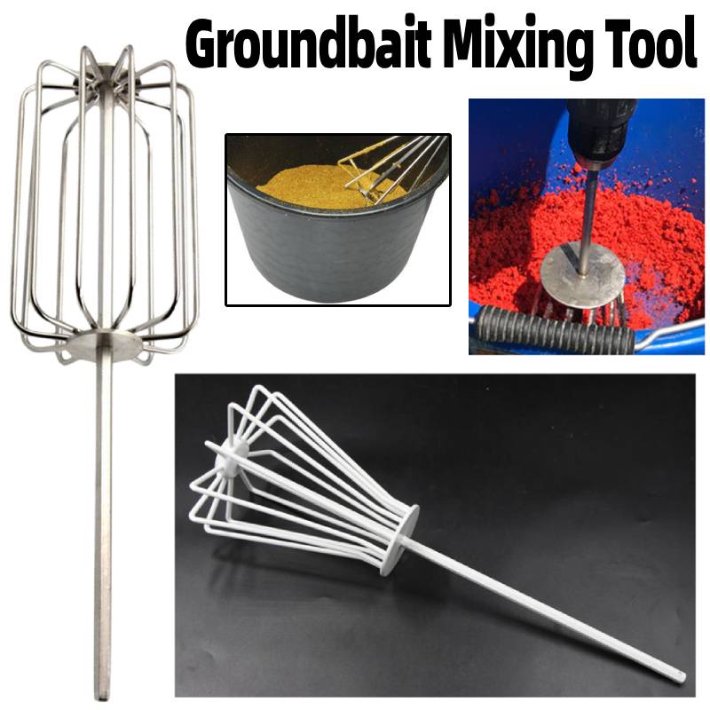 Sturdy Stainless Steel Groundbait Mixer Fishing Bait Groundbait Mixing Tool Carp Whisk Mixing Tackle Accessory