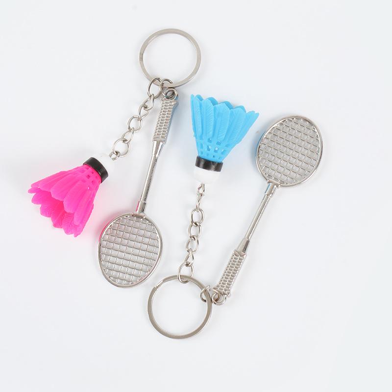 Mini Alloy Badminton Racket Keychain Pendant - Promotional Gift Toy