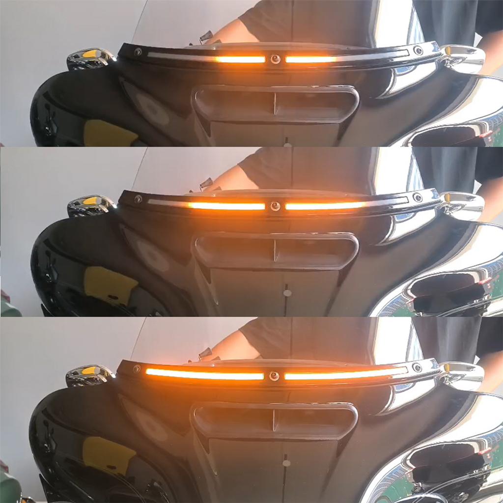 LED Running Turn Signal Light Windshield Trim for Harley 2014+ Electra Glide Black