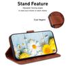 For iPhone 16 Wallet Case PU Leather Phone Cover Flower Imprinted