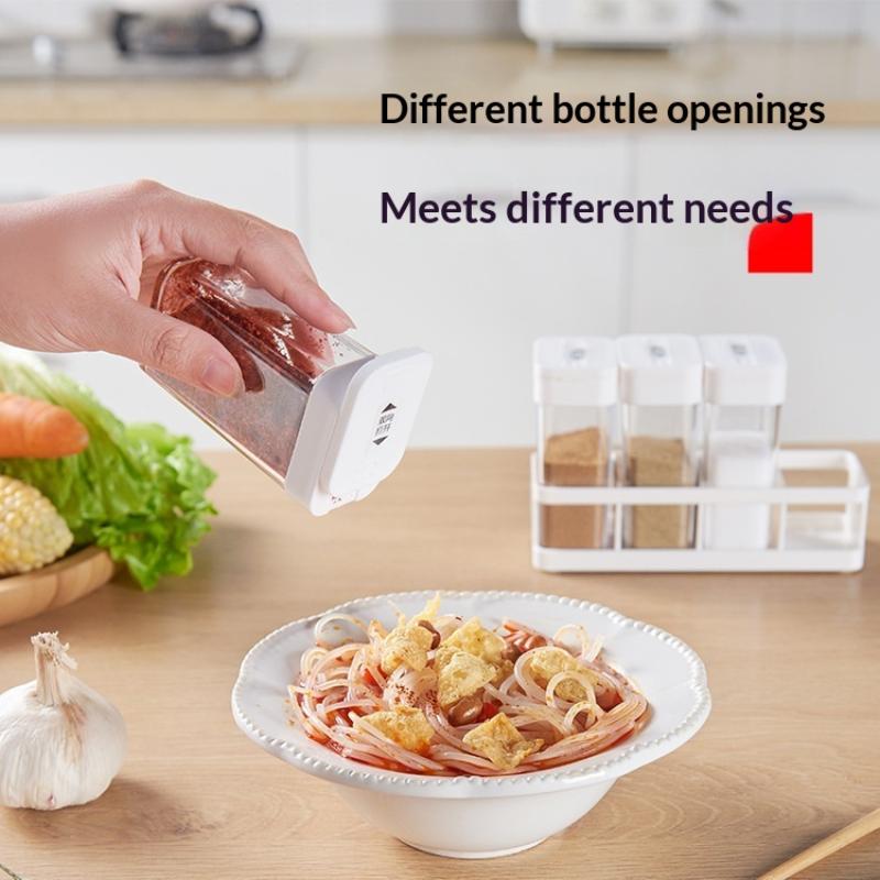 Spice Organizer Set 4-in-1 - Stackable Kitchen Bottles, Airtight Lids For Salt Pepper Baking,Countertop Space Saver Jars