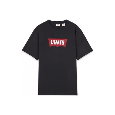 Levis Футболка с коротким рукавом, цветные блоки, принт с буквами, унисекс, черная 001AM-0001