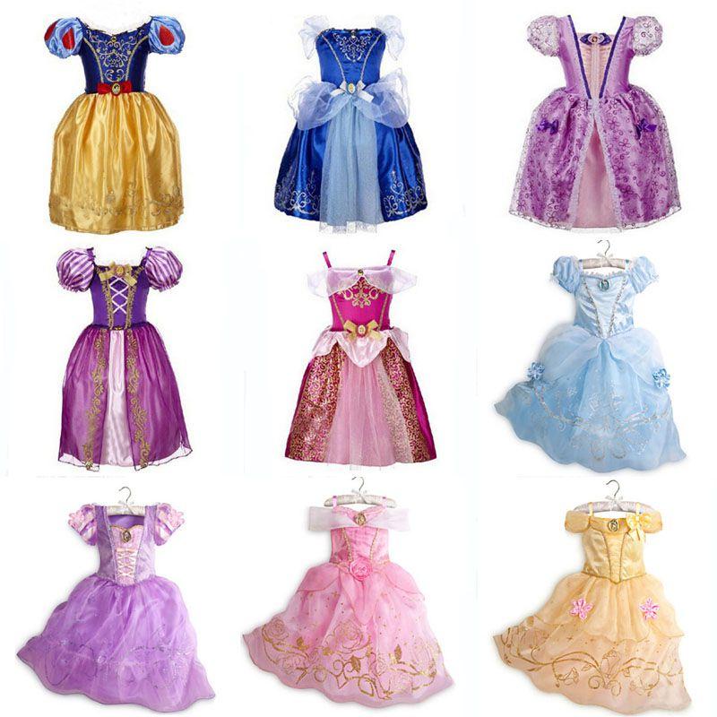 Элегантное детское платье принцессы для девочек для косплея Рапунцель Белль Золушки