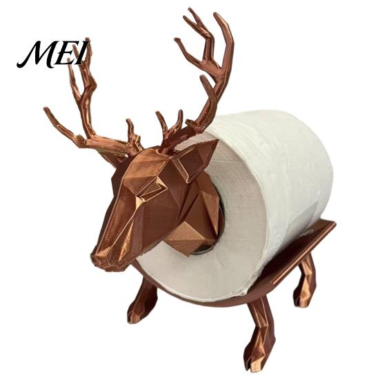 Minimalist Bathroom Organizer 3D Printed Elk Toilet Paper Holder, Stable Base Tissue Roll Decorative Holder Dispenser, Waterproof PLA Towel