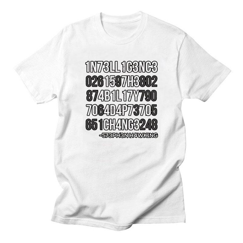 Creative Men TShirts Funny Geek Tops Intelligence Is The Ability To Adapt Change Letters Print Tee Male Oversized T Shirt