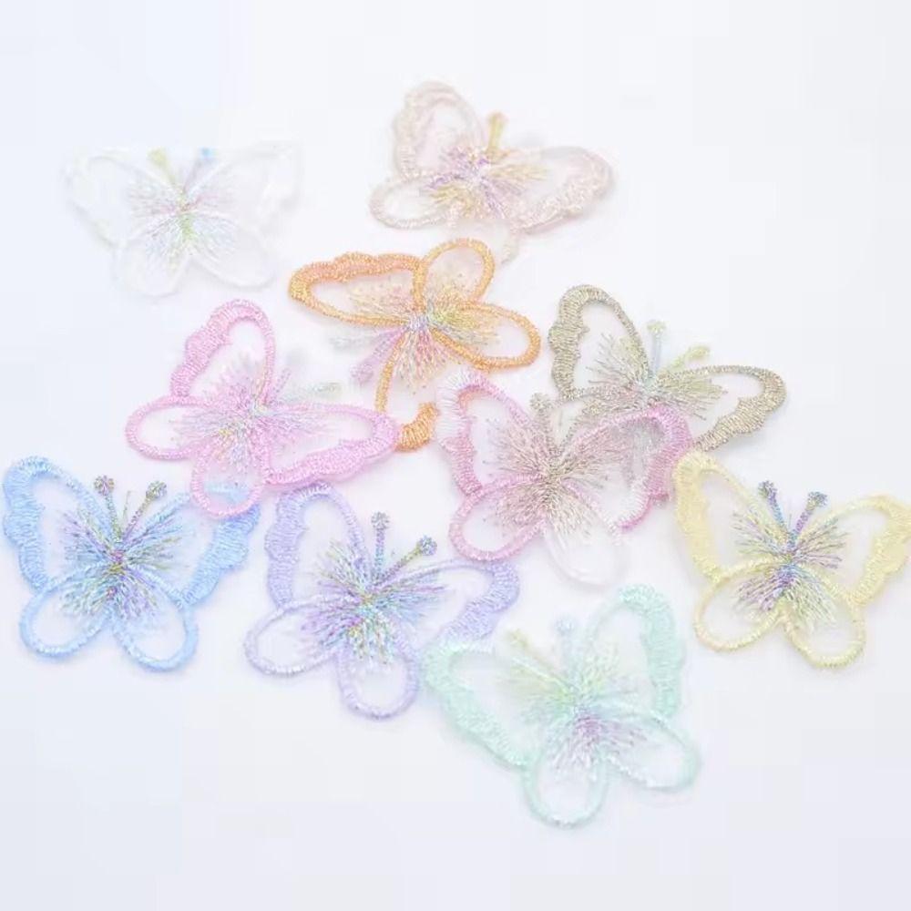 20Pcs Single Layer Golden Thread Butterfly Appliques Bridal Hair Accessories
