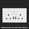 UK 13A Wall Power Socket with USB Type-c 18W Quick Charge Outlet Plug,White Universal  Light Switch Double Usb Electrical Socket