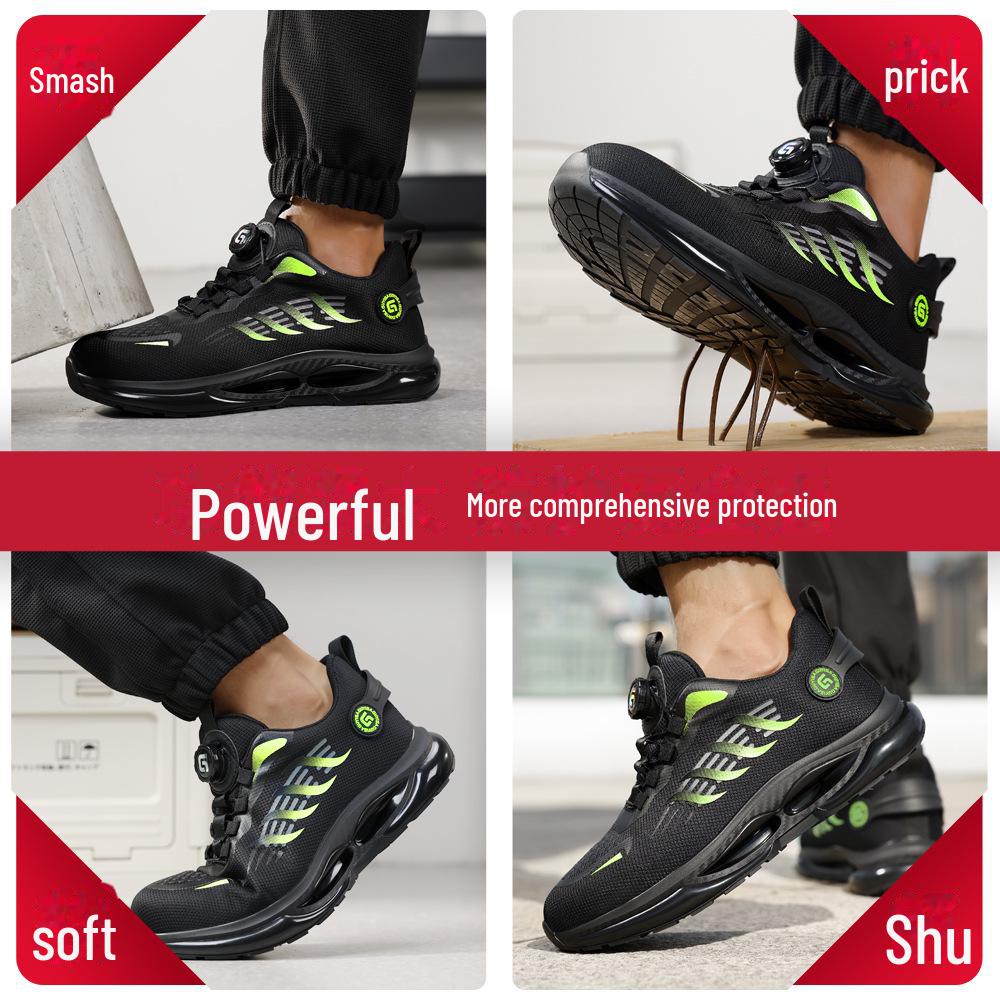 Мужские легкие защитные ботинки со стальным носком — защита от ударов и проколов, вращающаяся пряжка для осенне-зимних строительных работ