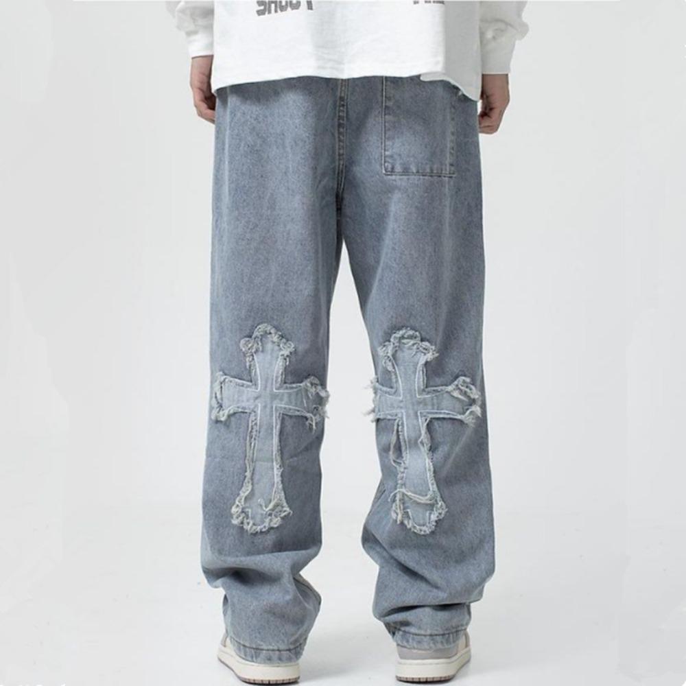 Модные прямые джинсы для мужчин, свободный покрой, широкие штанины, хип-хоп, уличный стиль, американский стиль