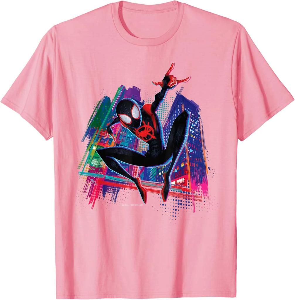 2026 new SpiderUnisex Miles Morales Neon City Tshirt for both Unisex and Women SpiderUnisex parallel universe pattern Tshirt