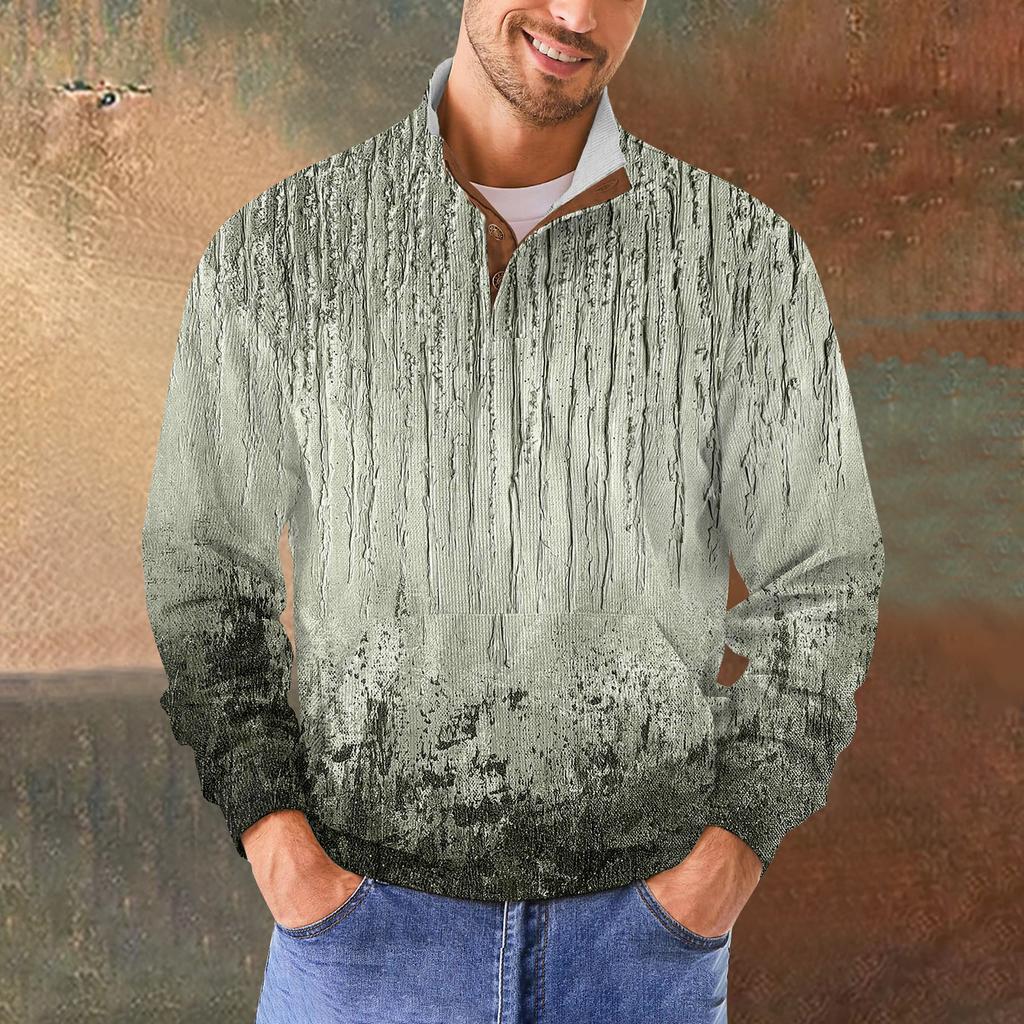 Мужская повседневная толстовка в стиле ретро с градиентным принтом