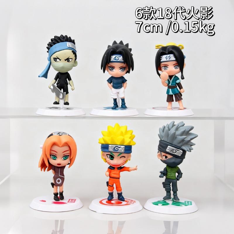 6 шт./лот NARUTO Саске Гаара Учиха Мадара Фигурка 7-8 см 2 стиля Личностная подставка Мини-фигурки Коллекция Реквизит