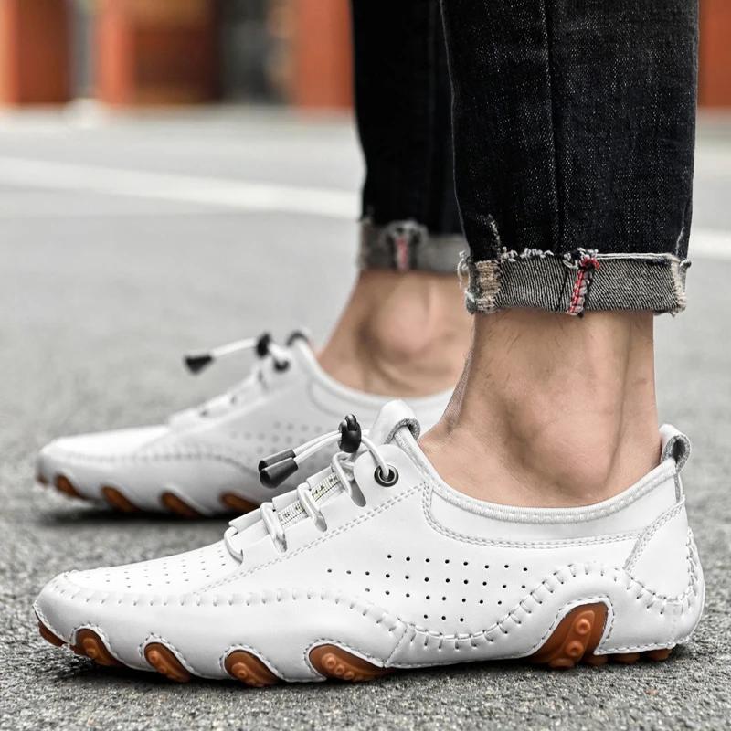 Модная мужская повседневная летняя обувь кроссовки мужские натуральная кожа новая уличная обувь мужские лоферы винтажный дизайнерский досуг большой размер 38-47