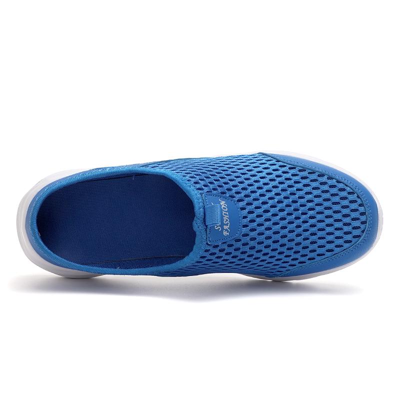 Mens Half Slippers Summer Breathable Mesh Mens Shoes Outdoor Casual Walking Shoes Large Flat Light Mesh Slippers Sandals