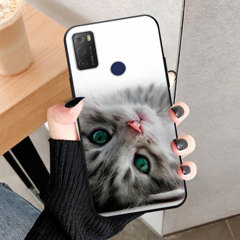 For TCL 20Y 20E Case Black Silicone Bumper Wolf Lions Soft TPU Covers for TCL 20E 6125F Funda Coque TCL20Y 20 Y 6156D Shells