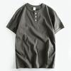 Export Short-Sleeved T-shirt Henry Collar Three-Button Summer Pure Cotton Men's Half Sleeve Wear Bottoming Shirt Tail Goods Cut Label T-shirt Fashion