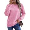 Women S Casual Solid Color Round Neck Pullover Long Sleeve Sweatshirt