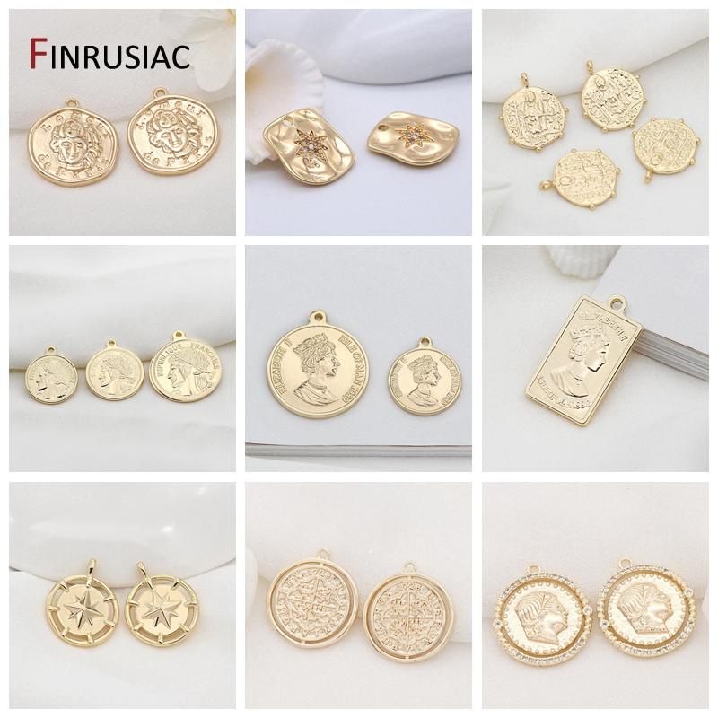 Gold Plated Commemorative Coin Pendant Charms For DIY Jewelry Making High Quality Bracelet Necklace Earring Pendants Findings