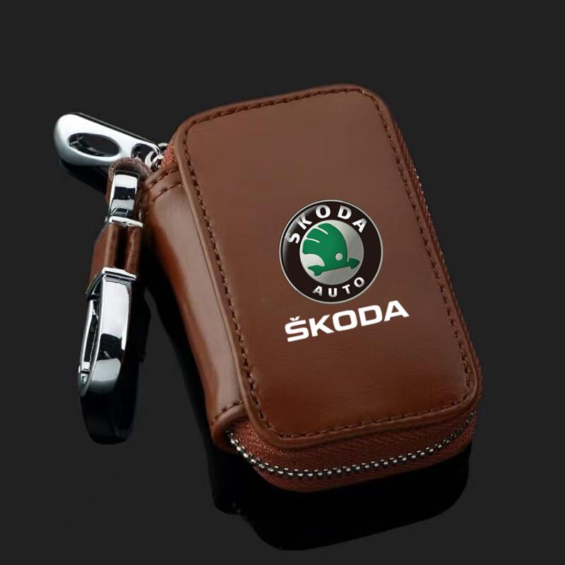 vhnws1 Car Key Protector Bag Key Chain Holder Auto Key Case Wallet For Skoda octavia 3 2 superb 3 kodiaq Fabia Kamiq Karoq Accessories