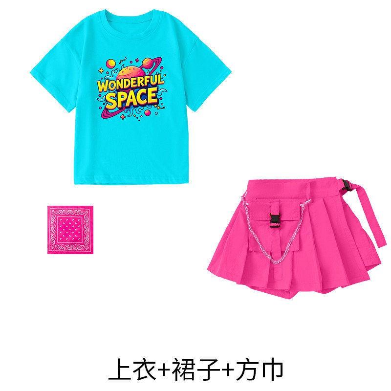 Kids Hip Hop Dance Outfit Short Sleeve Set Boys Girls Street Performance Costume