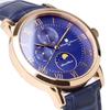 Watch Moon Phase Multi Calendar 5 ATM Water Resistant Business Formal Leather Belt Limited Model Pink Gold Blue [Salvatore Mara] Men's SM21106-PGBL