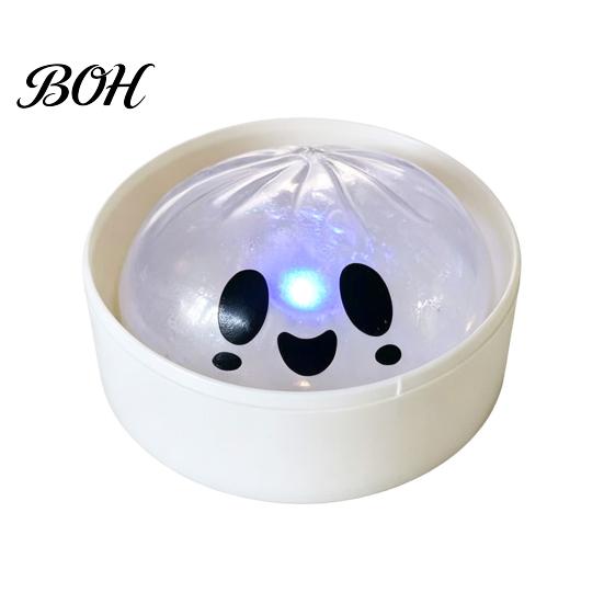 Fun Desk Toys Halloween Glitter Dumpling Squeeze Toy, Spooky Ghost Pumpkin with Steamer, Cute Calm Down Slow Rising Bun Fidget Toy LED Light