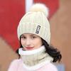 2pcs Knit Hat Scarf Set Thick Plush Windproof Cozy Warm for Autumn/Winter Hat EMA