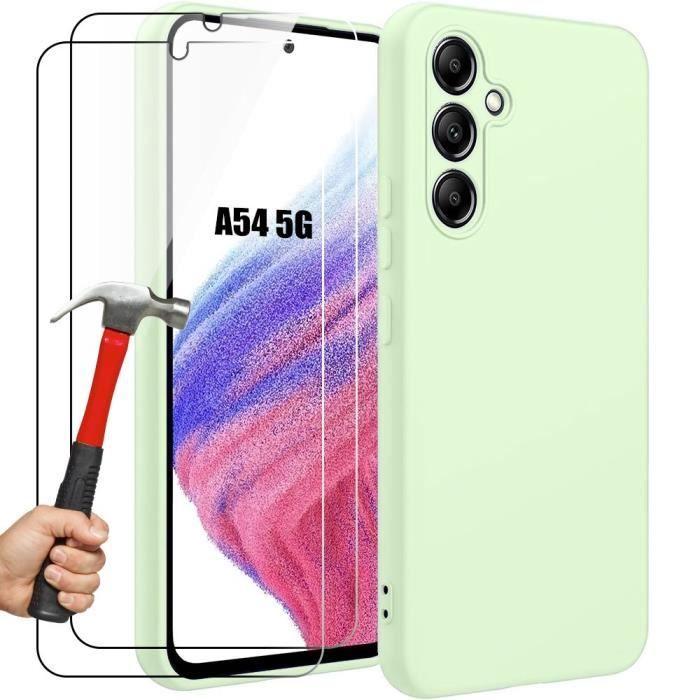 Case - BOOLING - for Samsung Galaxy A54 5G - Matte Silicone - Ultra Slim Protection - Green - 2 Tempered Glasses