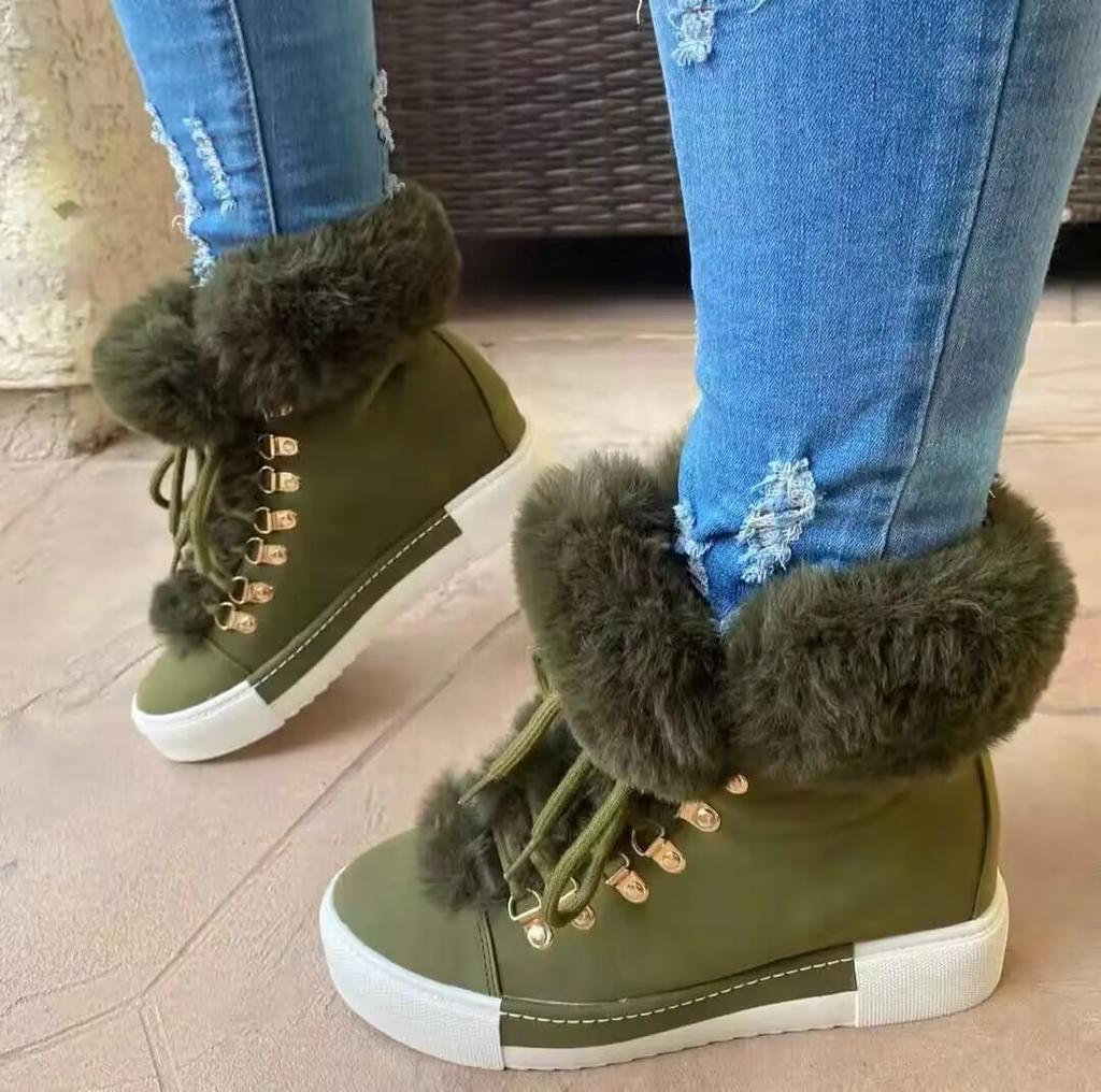 Spot 2025 autumn and winter new flat-bottomed thick-soled short boots women's fleece warm collar buckle strap-on muffin snow boots