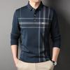 Весна и осень Новая простая повседневная мужская рубашка поло с длинными рукавами Клетчатая футболка с длинными рукавами Мужская майка