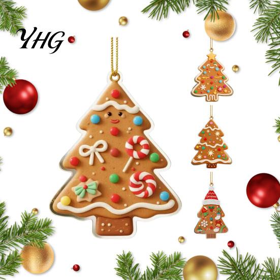 Christmas Tree Hanging Trinkets Gingerbread Pendant, Double-sided Acrylic Ornament for Decorative Party Favors Holiday Home Decor And Car Rearview