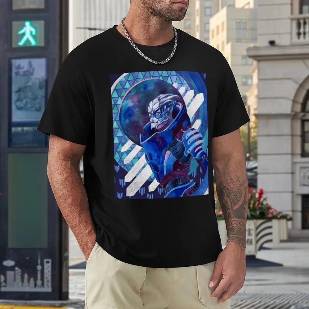 Гаррус Вакариан Продается Уникальная футболка с круглым вырезом для движения Повседневная Фитнес Размер США