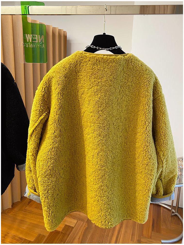 Женское пальто из искусственной овчины большого размера - Осенне-зимний свободный, повседневный, утолщенный топ