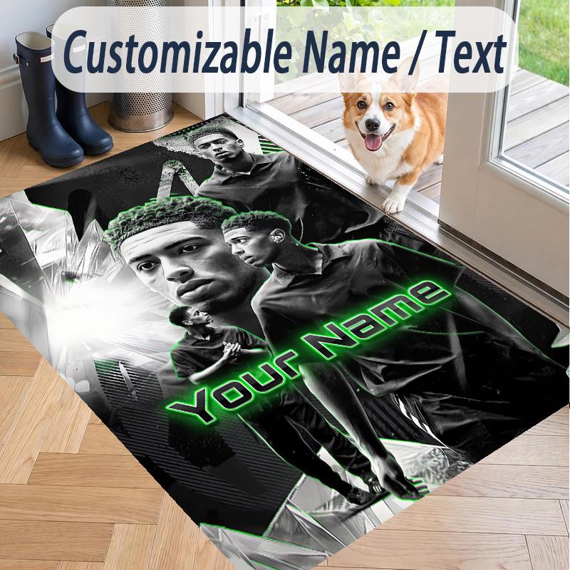 Custom Text Printed Rug Jude Bellingham Non Slip Floor Carpet For Home Room Decor