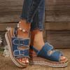 Fashion Women Wedge Sandals Summer Beach Slippers Double Buckle Non-slip Clogs Slides Women Flip Flop Platform Sandals Denim Female