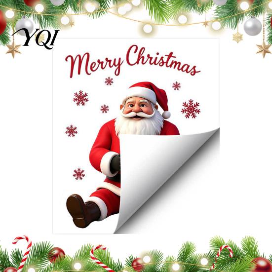 Indoor Outdoor Party Supplies Santa Claus Toilet Sticker, Waterproof PVC Christmas Bathroom Decal for Removable Wall Art Home Decoration, Snowflake
