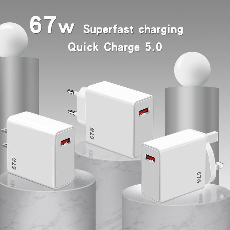 Адаптер быстрой зарядки 67 Вт для iPhone Xiaomi Huawei Samsung Oneplus OPPO USB зарядное устройство Quick Charge 5.0 QC5.0 Зарядные устройства для мобильных телефонов
