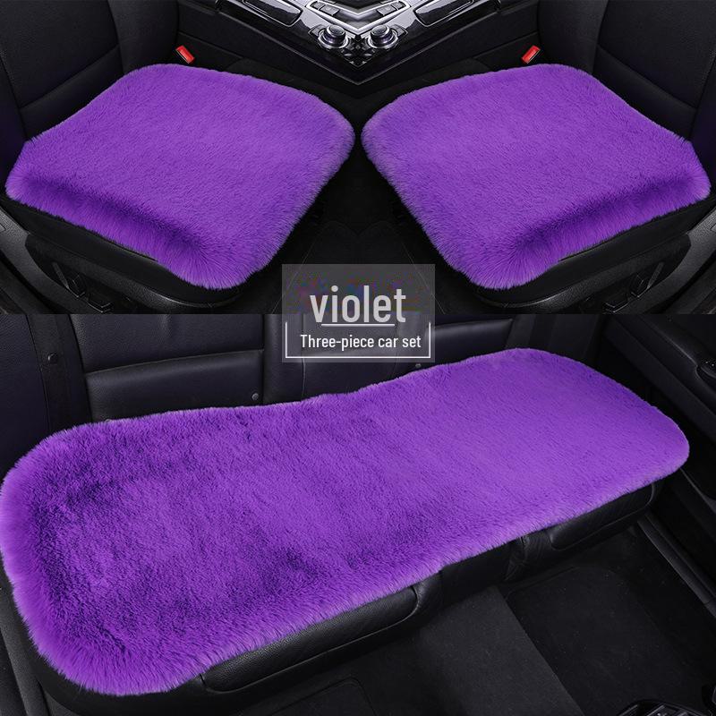 Комплект плюшевых зимних подушек для автомобильных сидений: Нескользящий, утолщенный мех кролика, универсальная посадка