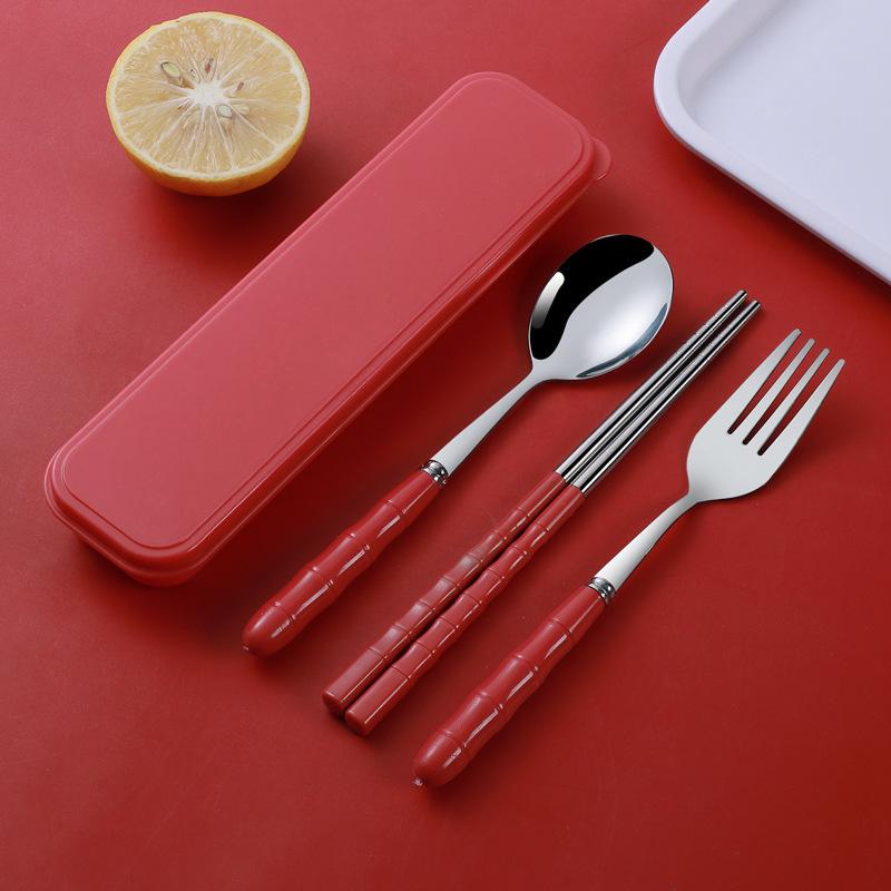 Stainless Steel Cutlery Set Spoon Fork Chopsticks Set with Box Case Travel Cutleries