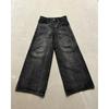 RogueWave Streetwear Washed Retro Baggy Jeans Goth Hip-hop Personality Harajuku Trendy Black Straight Pant Y2K Wide Leg Pants Unisex