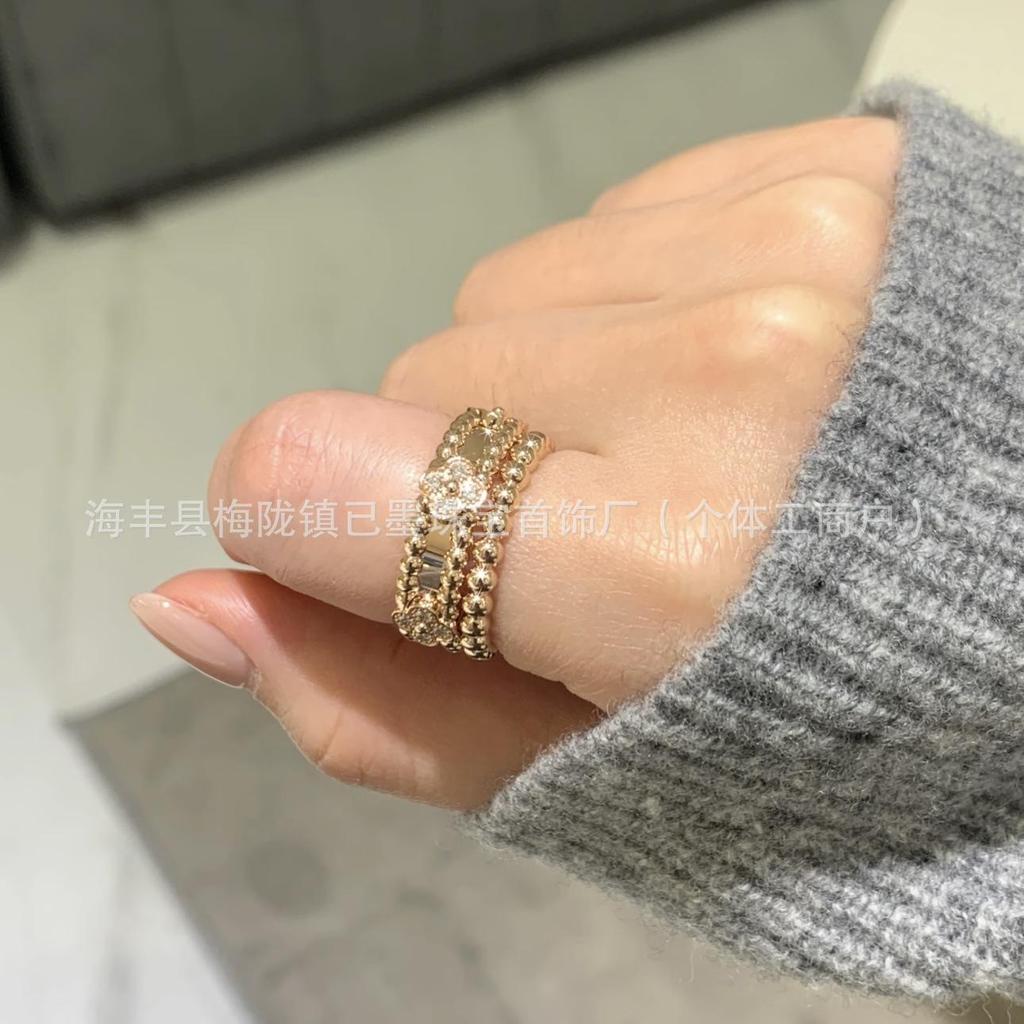 Rose Gold CNC Round Bead Stacking Ring for Women with Fine Craftsmanship
